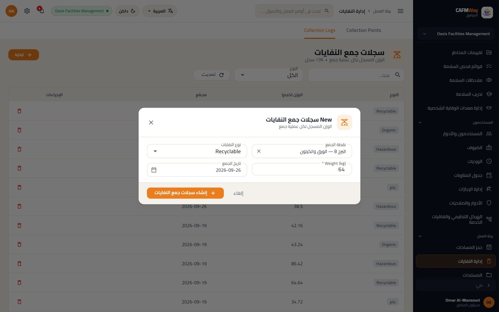 تسجيل 64 كجم من الورق القابل لإعادة التدوير من نقطة البرج B.