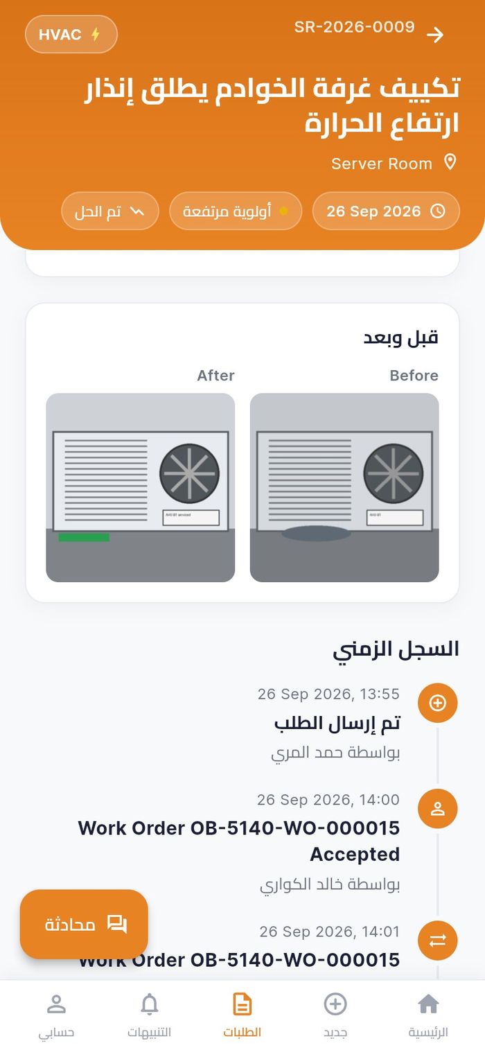 السجل الزمني لعمل منجز