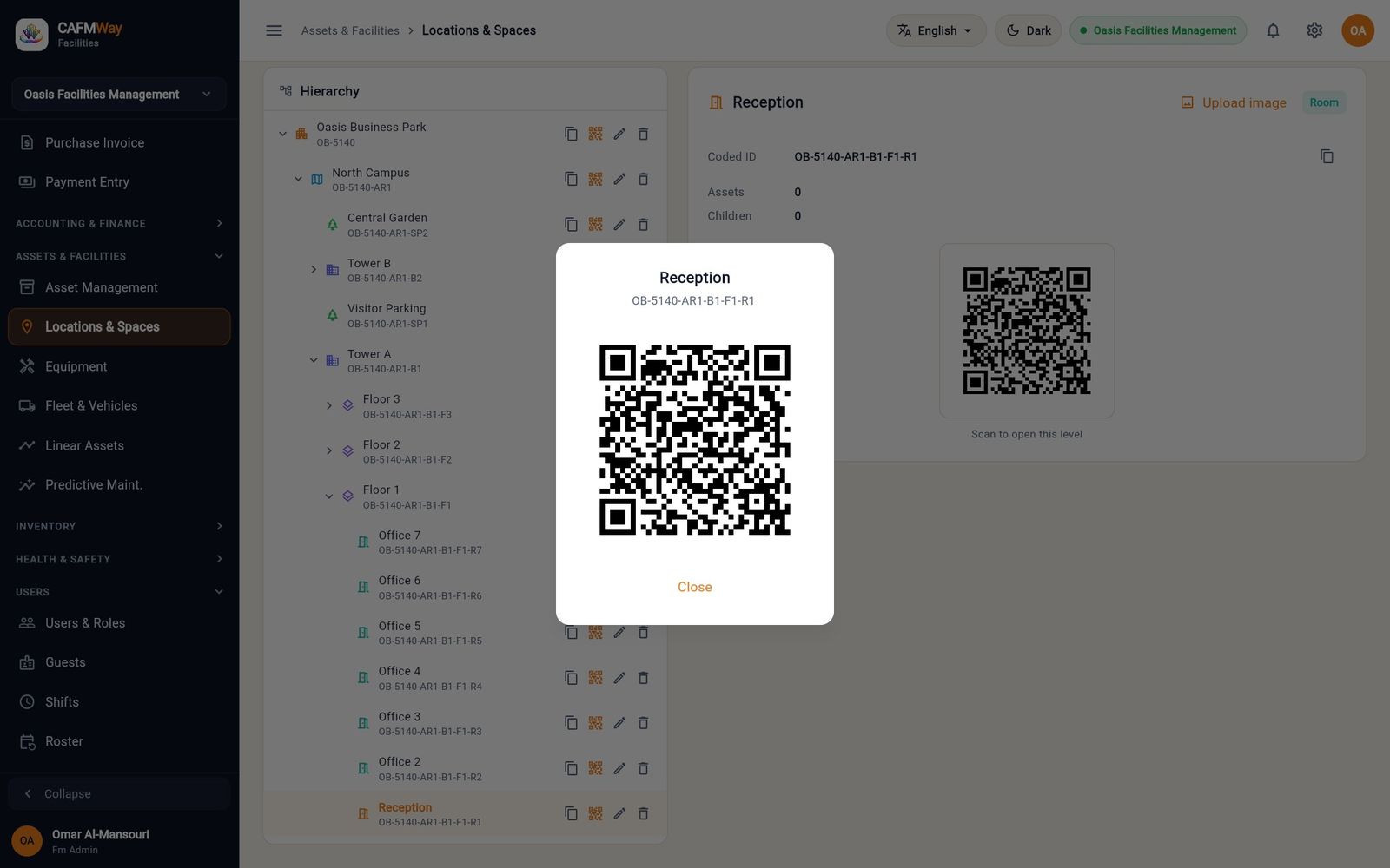 The QR code of a room, ready to print