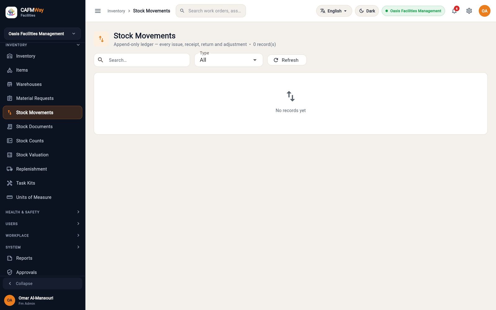 Stock Movements with no quantity changes made from the Inventory page