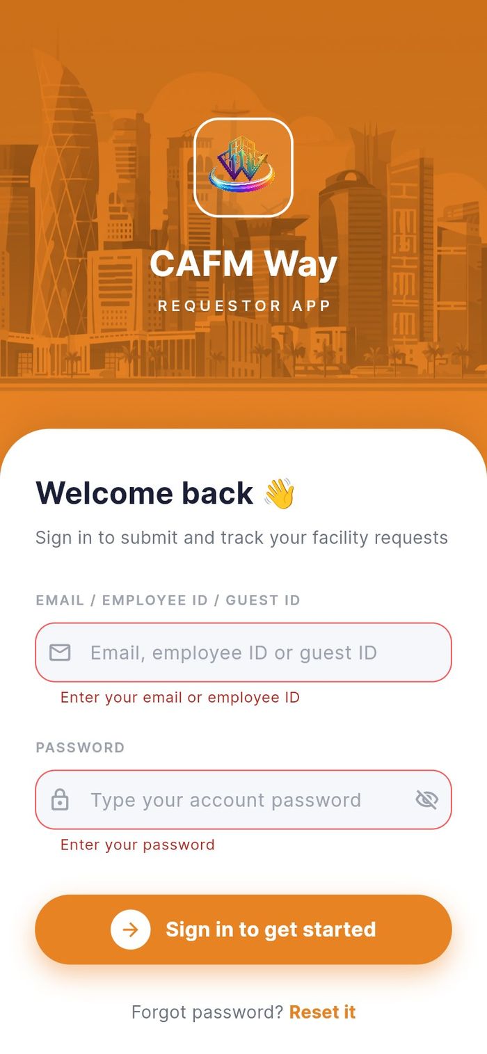 Validation messages under empty fields