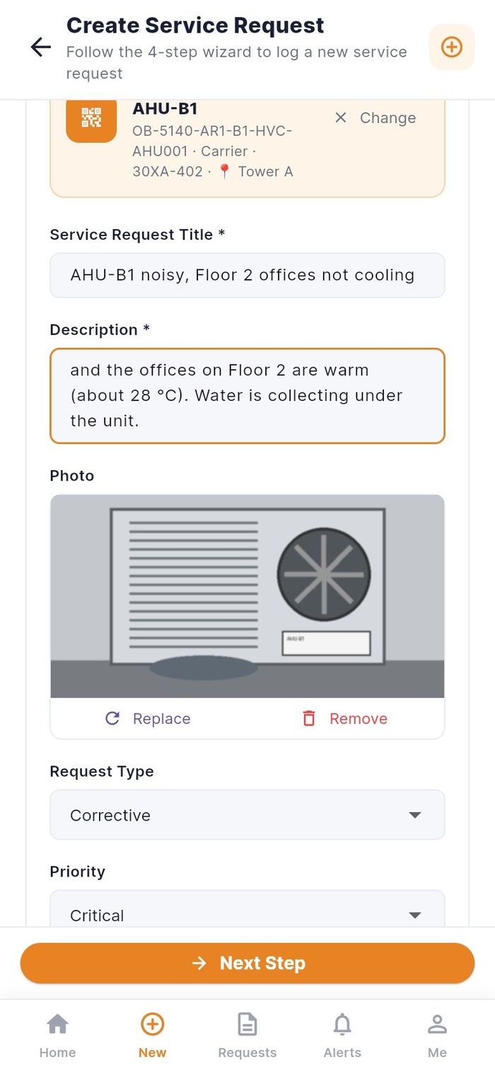 The attached photo with Replace and Remove, then Request Type and Priority