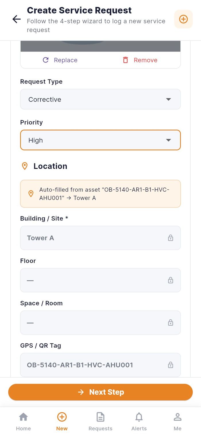 The read-only Location section filled from the asset