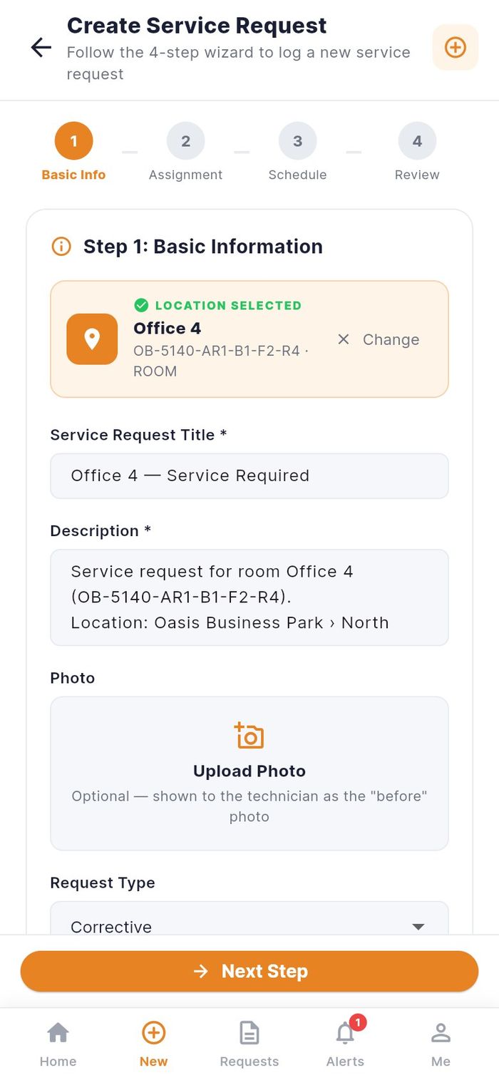 Step 1 with Office 4 selected