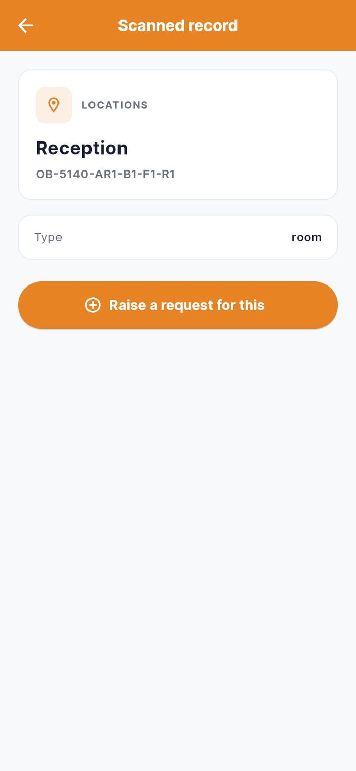 The Scanned record for the Reception room, opened from a sticker link