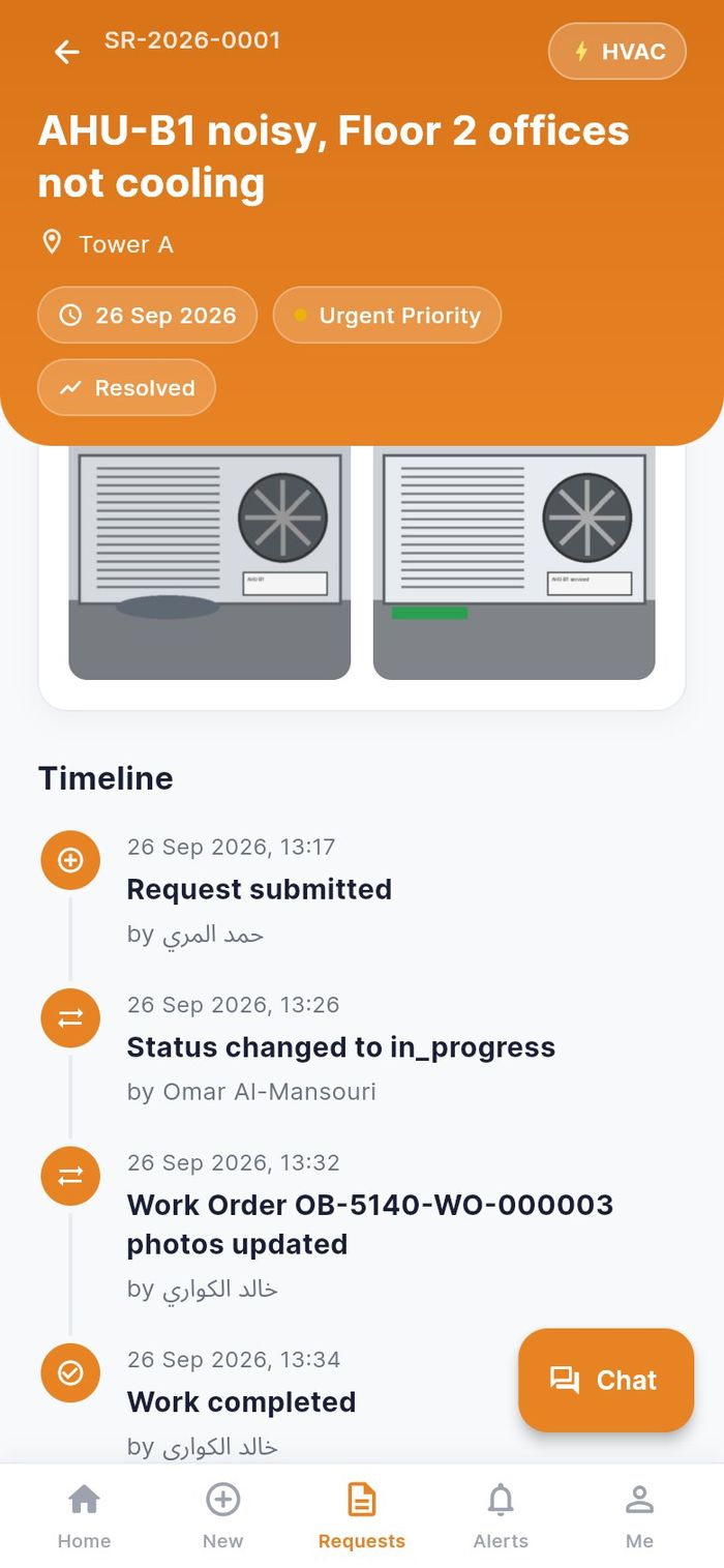 The timeline of a completed job