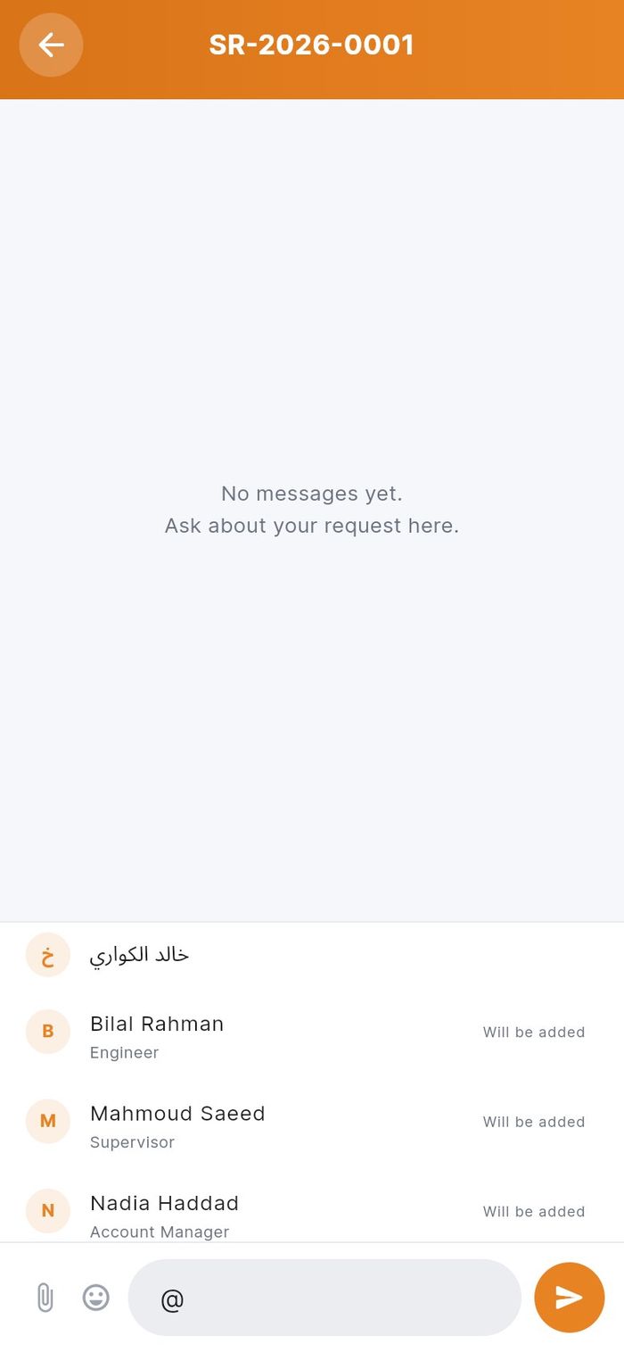 The mention list after typing @