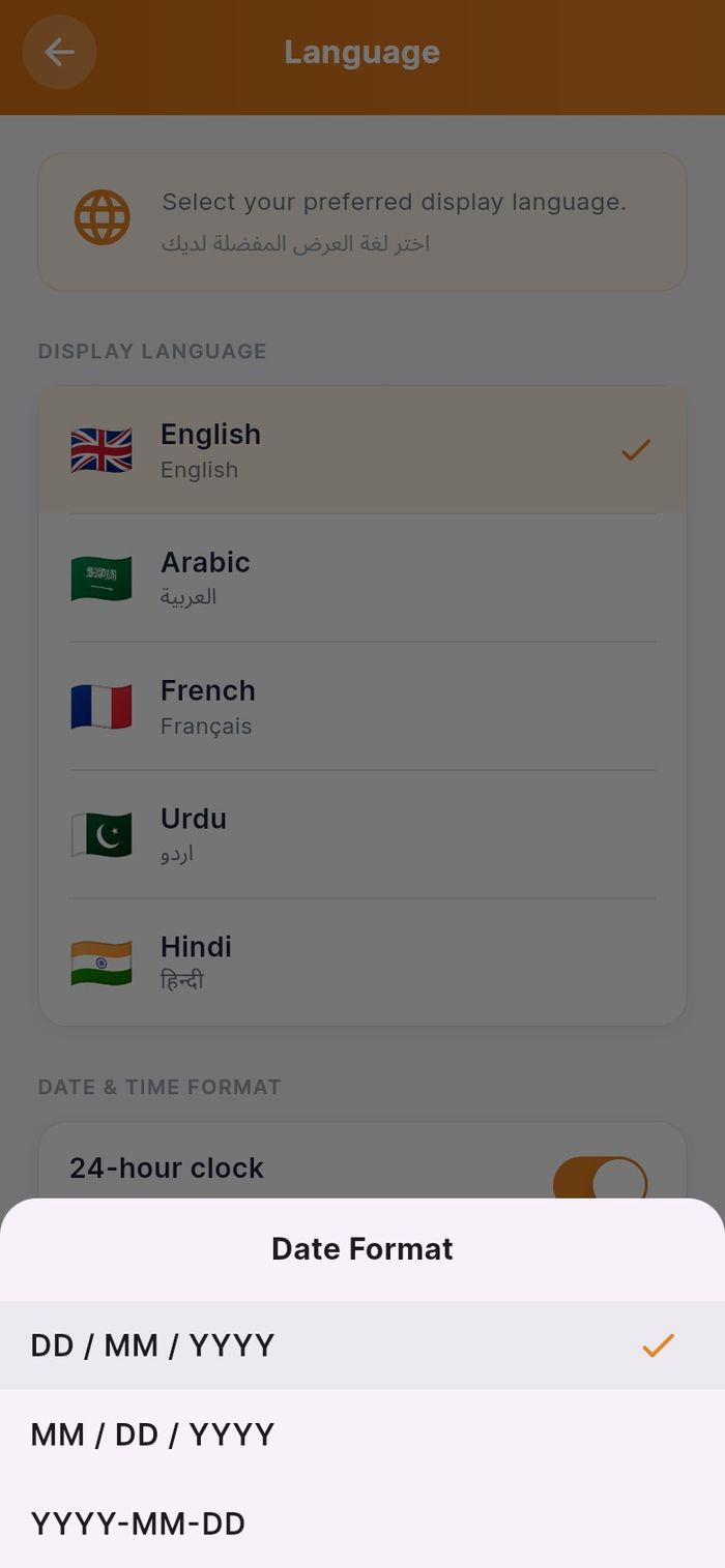 The Date Format choices
