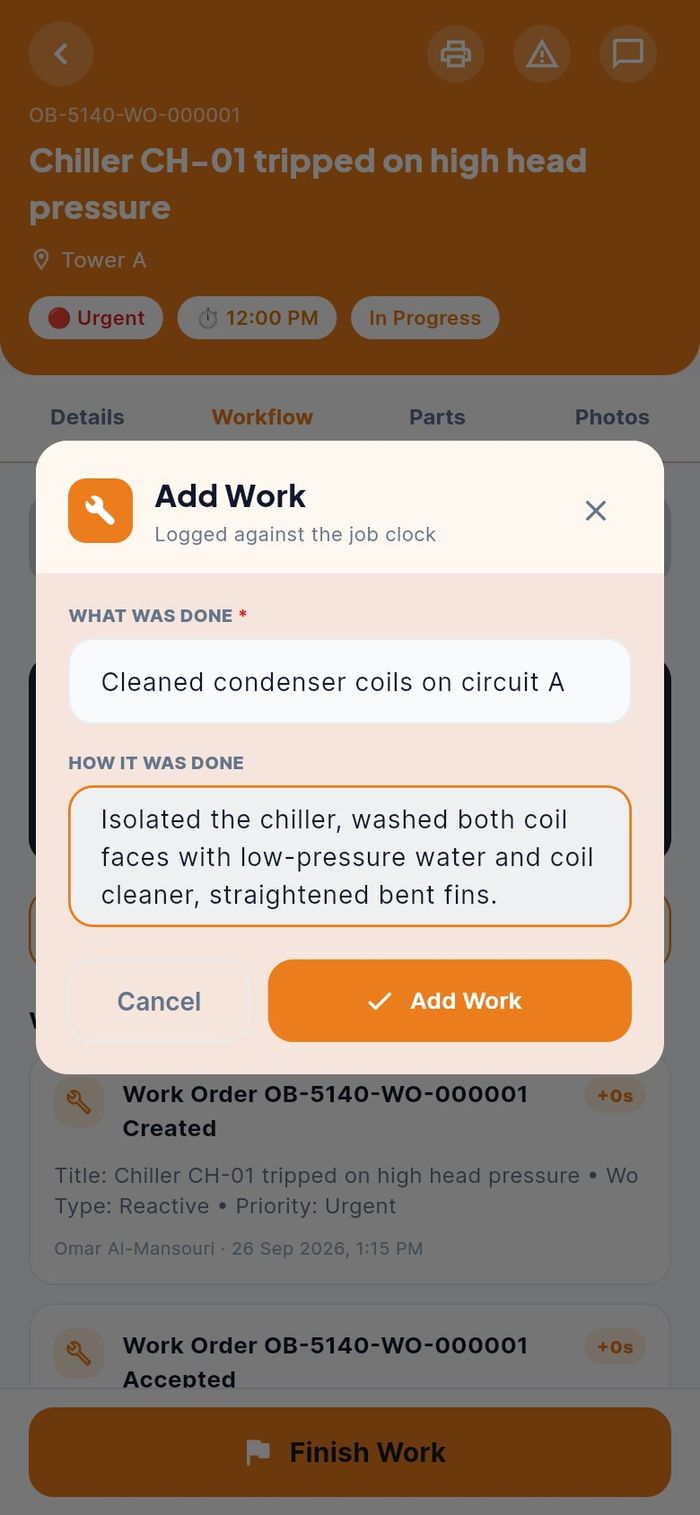 The Add Work dialog filled in