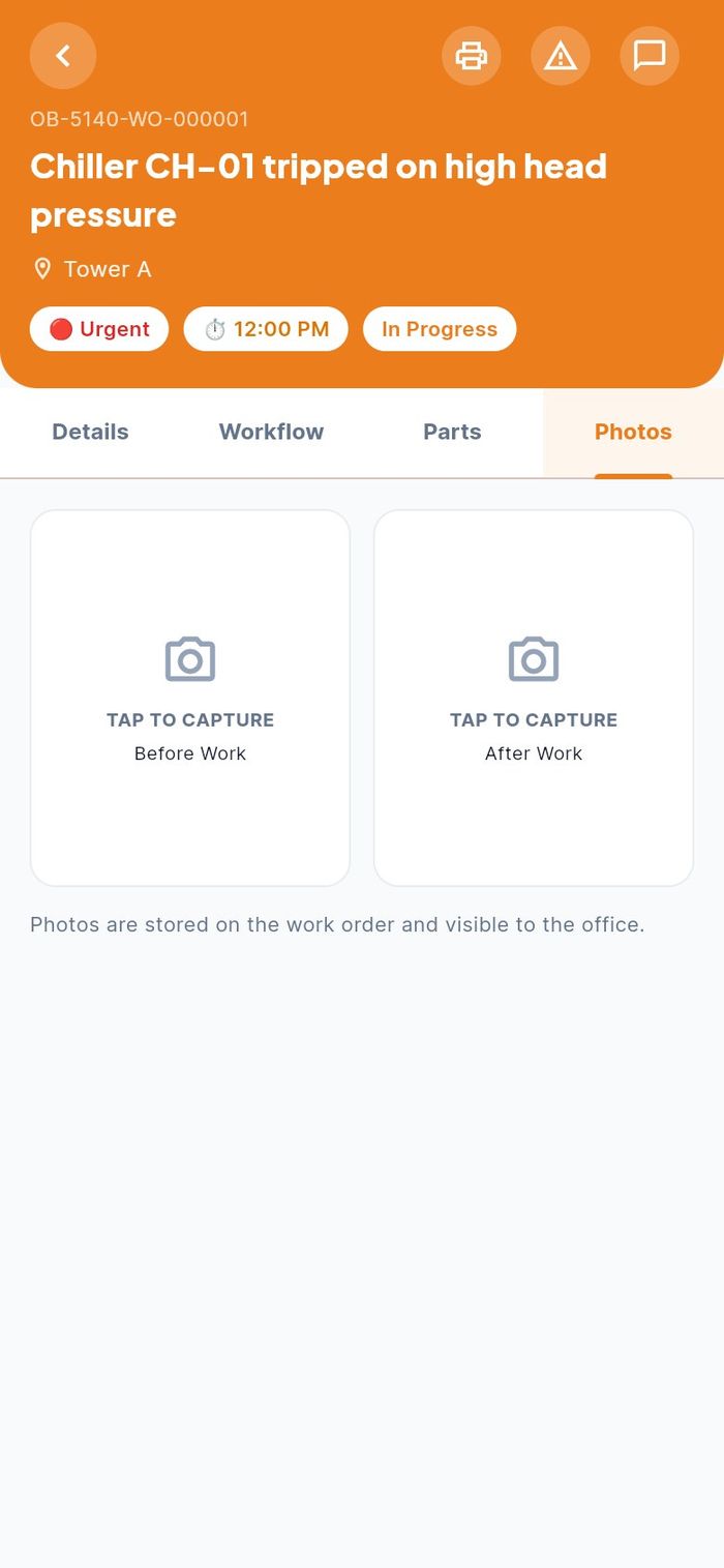 The Photos tab with both slots empty