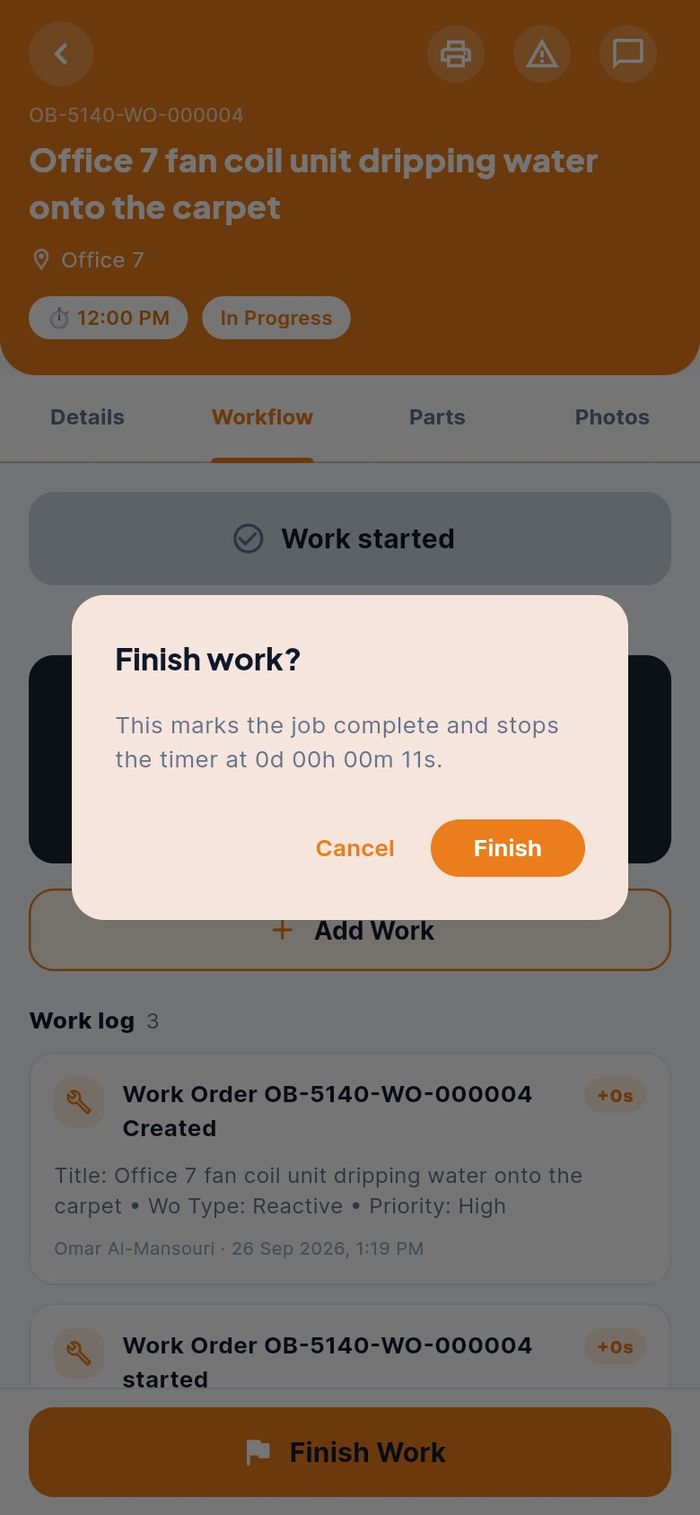 The Finish work? confirmation